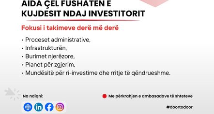 Fushata e përkujdesjes ndaj investitorëve të huaj, AIDA takime derë më derë gjatë qershorit