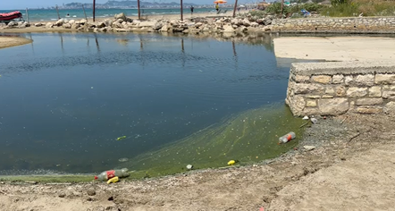 Ujërat e zeza derdhen në det pranë plazhit publik në zonën e Shkëmbit të Kavajës 