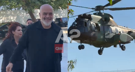 Rama mbërrin me helikopter në Vlorë, takim me banorët e Zvërnecit në Pallatin e Kulturës 