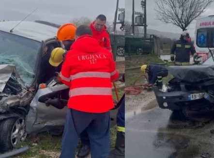 Aksident në aksin Gjirokastër-Tepelenë, 3 të plagosur. Zjarrfikësit nxjerrin shoferin nga mjeti i shkatërruar