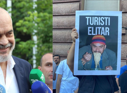 “Revolucioni imgjinar i flamingove”, Rama poston pankarta me meme nga protesta