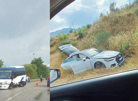 Aksident në Gjirokastër, mikrobuzi me turistë përplaset me Audi-n
