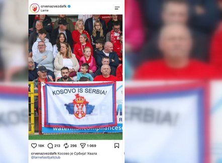 “Kosova është Serbi”, Crvena Zvesda provokon në faqen e saj, publikon pankartën