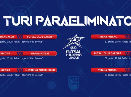 UEFA Futsal Champions League, Tirana njeh kundërshtarët, zbardhet kalendari i ndeshjeve