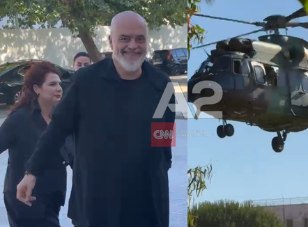 Rama mbërrin me helikopter në Vlorë, takim me banorët e Zvërnecit në Pallatin e Kulturës 