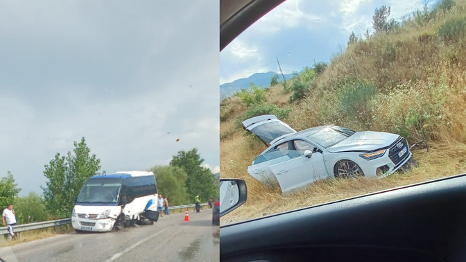 Aksident në Gjirokastër, mikrobuzi me turistë përplaset me Audi-n