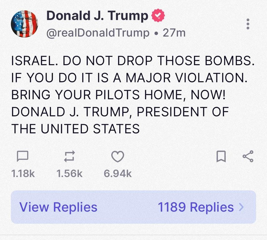 Trump paralajmëron Izraelin: Mos lëshoni më bomba, ktheni