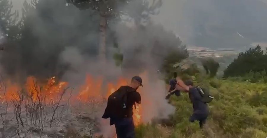 Zjarri në Selenicë rrezikon banesat