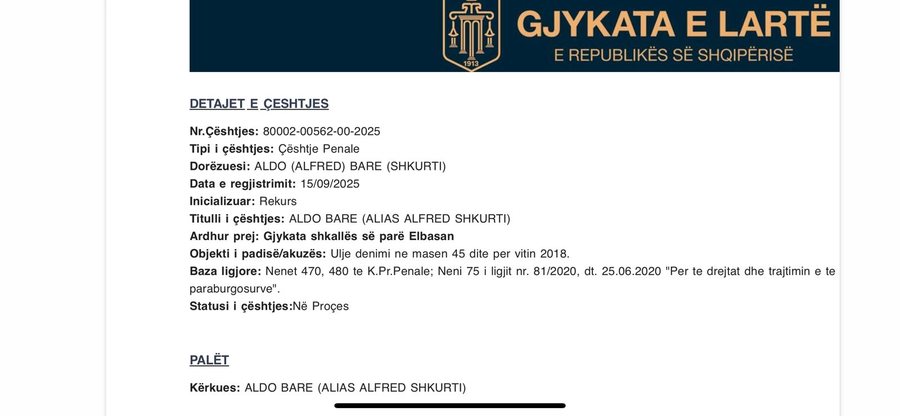 Aldo Bare rekurs në Gjykatën e Lartë, kërkon të