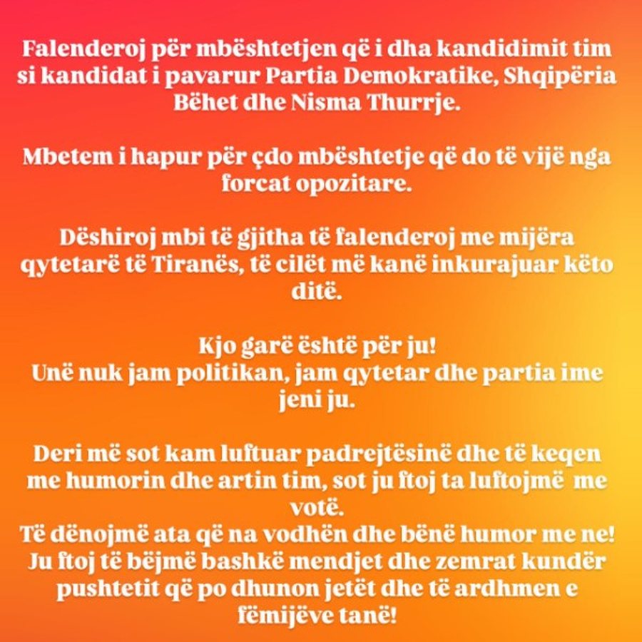 Florian Binaj falenderon PD për mbështetjen: Deri dje luftova me