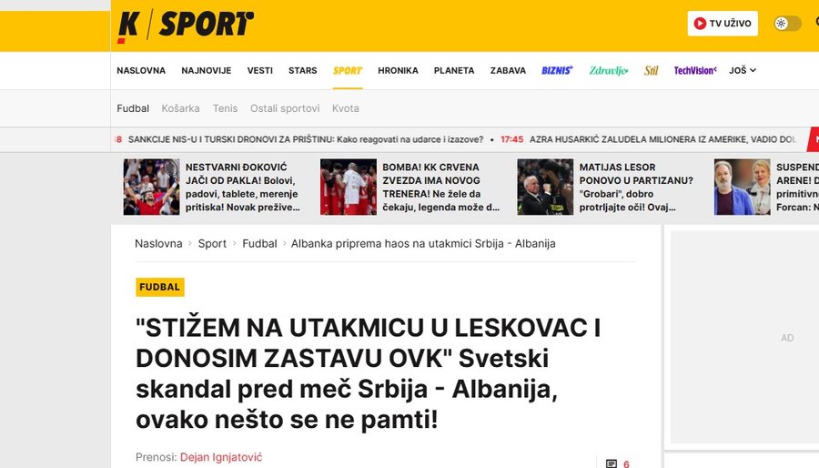 Modelja shqiptare “çmend” mediat serbe para ndeshjes: Skandal