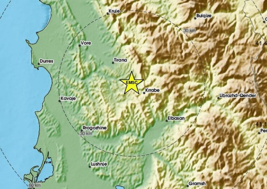 Lëkundje tërmeti në Tiranë e Elbasan