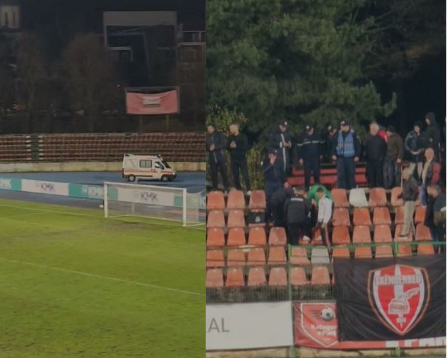 Ndërpritet ndeshja Skënderbeu-Lushnja, tifozi korçar ndihet keq