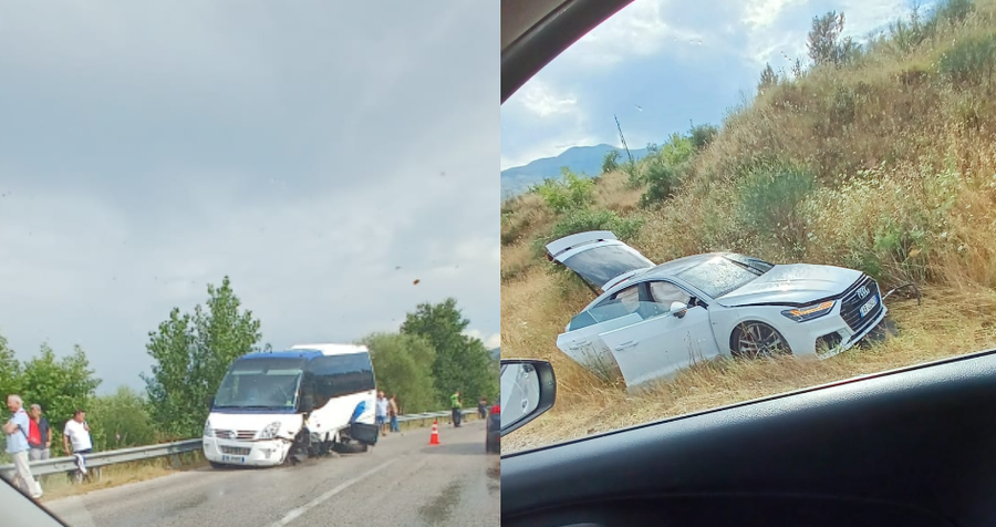 Aksident n&euml; Gjirokast&euml;r, mikrobuzi me turist&euml; p&euml;rplaset me