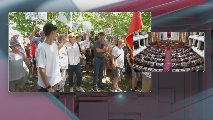 Kuvendi n&euml; seanc&euml;, jasht&euml; qytetar&euml;t protestojn&euml;