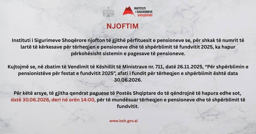 Sot afati i fundit p&euml;r t&euml;rheqjen e shp&euml;rblimit t&euml;