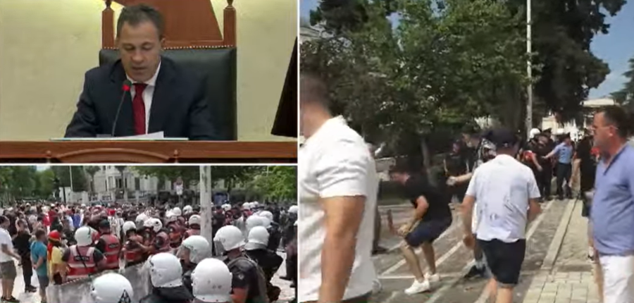 P&euml;rplasje edhe n&euml; hyrje t&euml; Parlamentit, hiqet gardhi metalik
