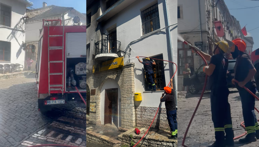 Zjarr n&euml; godin&euml;n e post&euml;s n&euml; Pazarin e Gjirokastr&euml;s