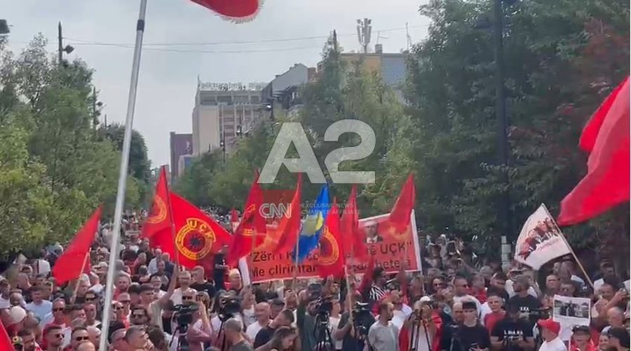 Bluza, flamuj e pankarta në mbështetje të Thaçit dhe
