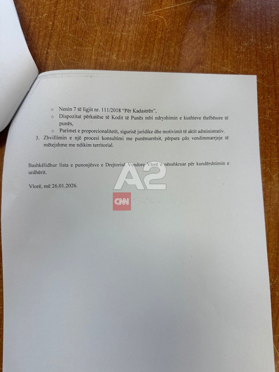 Punonj&euml;sit e Kadastr&euml;s s&euml; Vlor&euml;s, peticion kund&euml;r