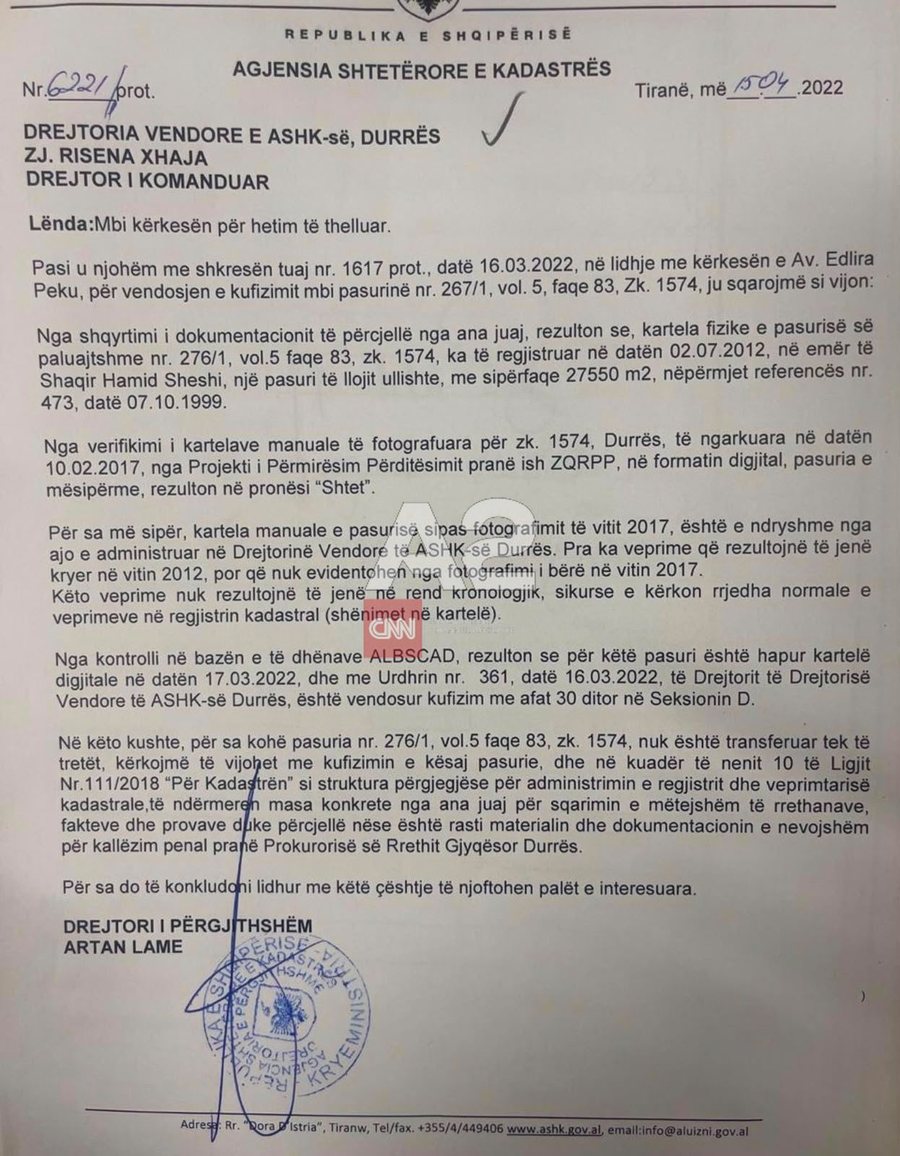 Ja si nisi hetimi p&euml;r tjet&euml;rsimin e pronave n&euml; bregdetin e