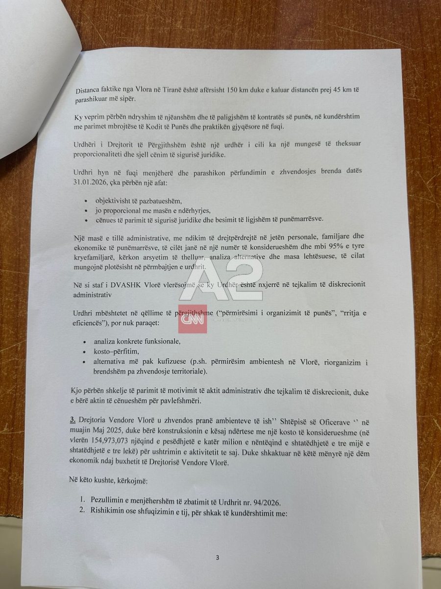 Punonj&euml;sit e Kadastr&euml;s s&euml; Vlor&euml;s, peticion kund&euml;r