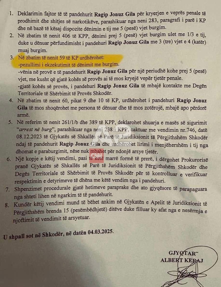 I dënuar me 5 vjet burg, si gjykata e Shkodrës liroi në mars