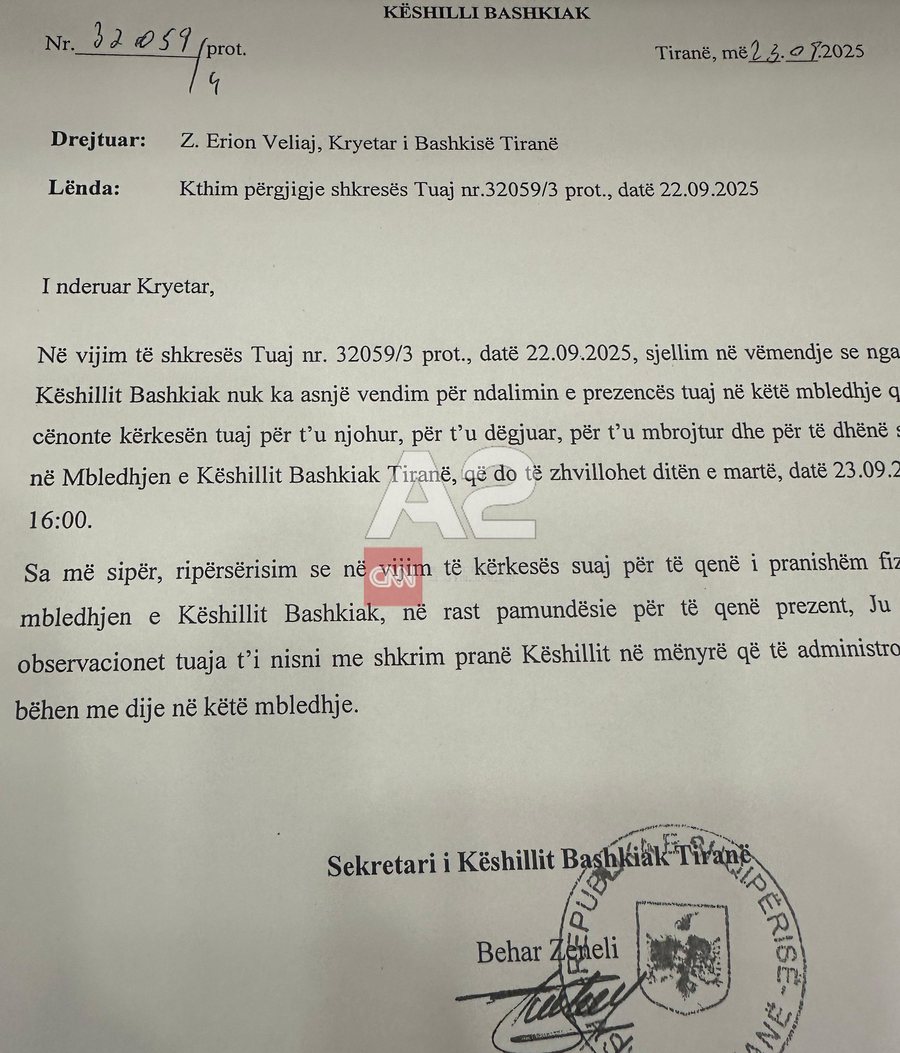 Sekretari i Këshillit Bashkiak letër Veliajt: Nuk ka vendim që