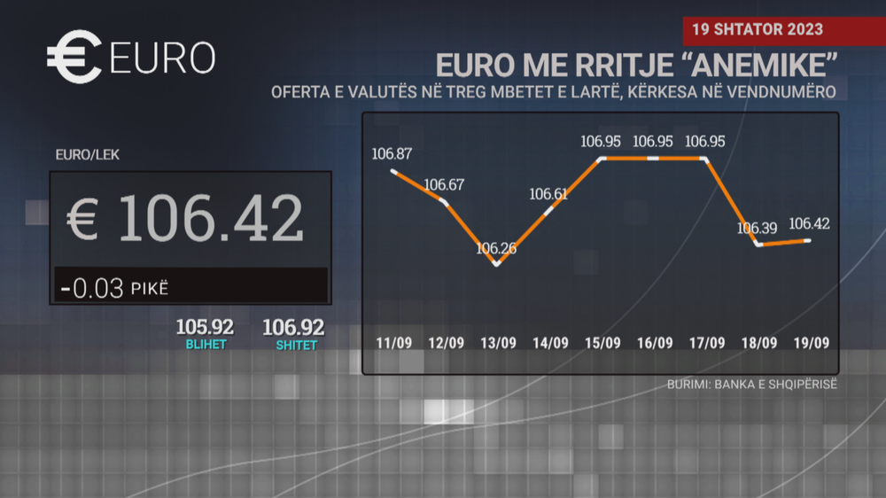 Euro me rritje “anemike”, oferta e valutës në treg mbetet