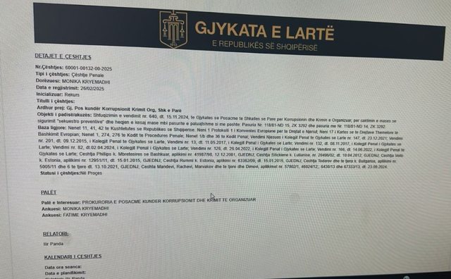 Sekuestrimi i vilave/ Monika Kryemadhi rekurs në Gjykatën e Lartë