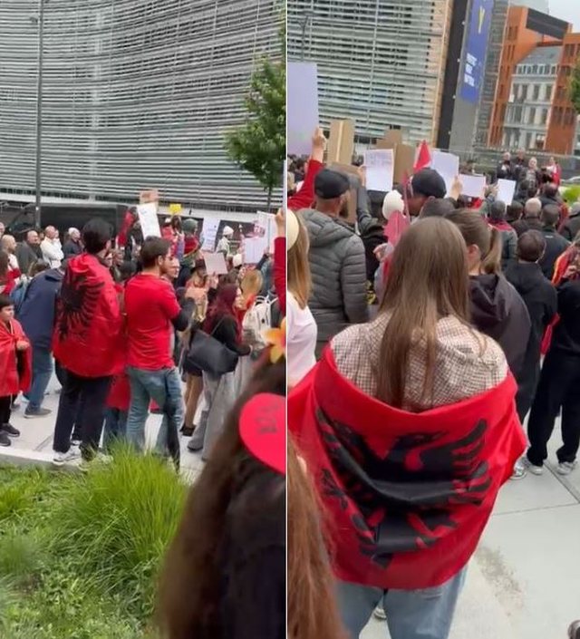Shqiptar&euml;t e Brukselit solidarizohen me Tiran&euml;n! Protest&euml; para KE