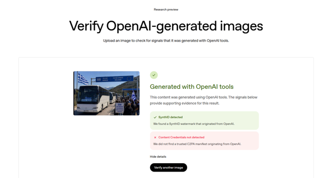 The photo of Greek buses for the June 1 protest was generated with AI