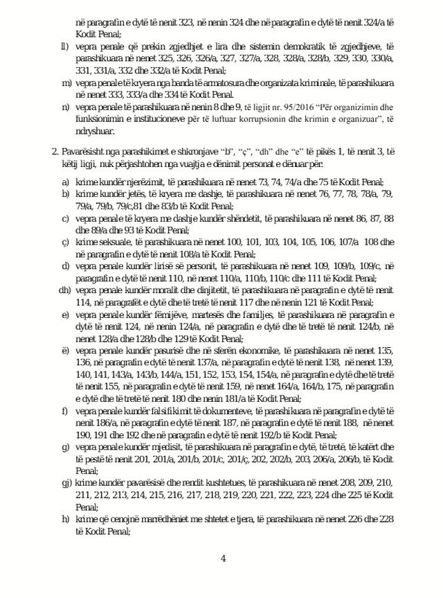 Qeveria miraton amnistin&euml; penale, lirohen menj&euml;her&euml; 447 t&euml;