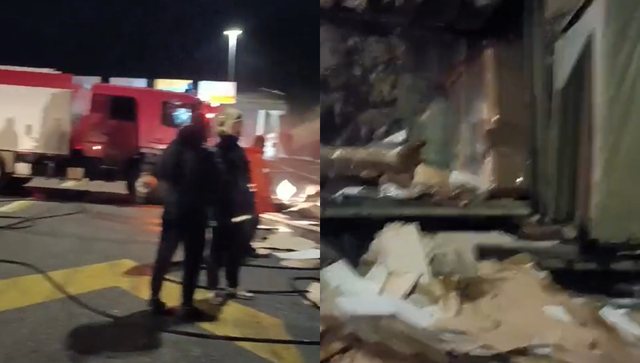 A trailer carrying cardboard from Tirana to Kukës catches fire on