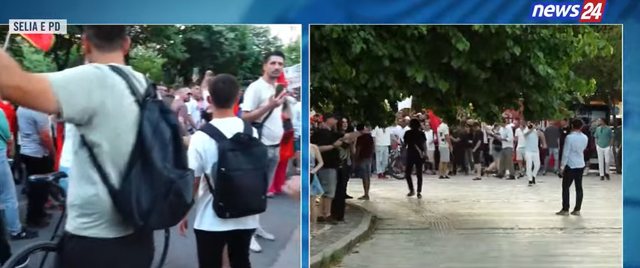 Protestuesit ndalin marshimin te selia e PD, përplasje verbale me