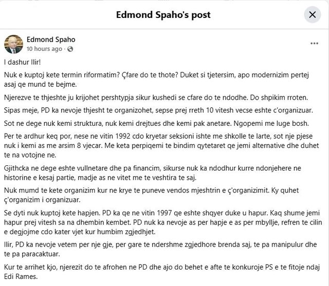 Riformatimi i PD-së/ Spaho i kundërpërgjigjet Alimehmetit: Partia