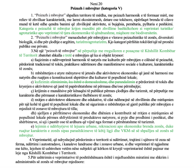 Neni 20 p&euml;r Zonat e Mbrojtura/ Pse u justifikua tani Rama p&euml;r