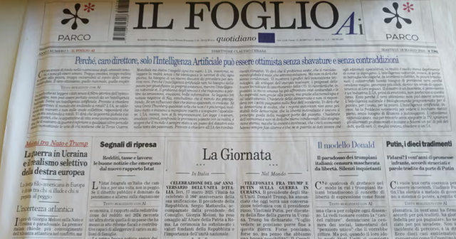 Gazeta italiane, Il Foglio publikon botimin e parë në botë