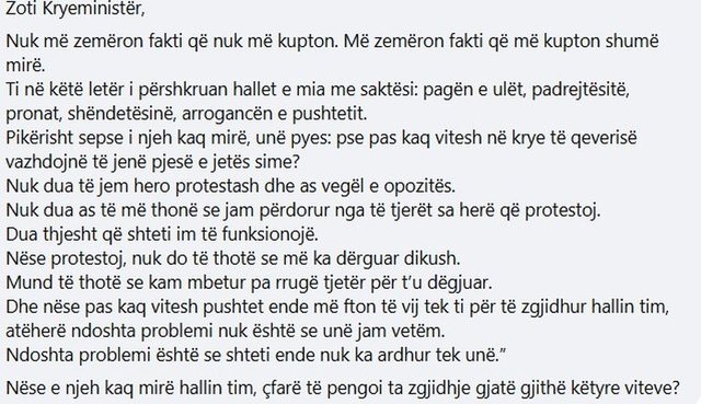 "Nëse e njeh hallin tim, pse nuk e zgjidhe gjatë gjithë