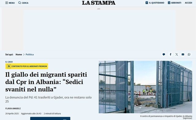 Media italiane “La Stampa”: 16 emigrantë janë
