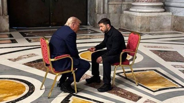 Takimi kokë më kokë Trump-Zelensky brenda Bazilikës së