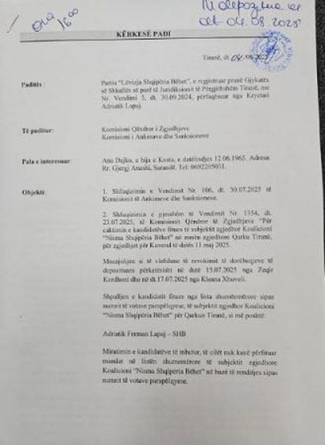 KAS i hoqi mandatin motrës së Lapajt dhe ja dha tezes,