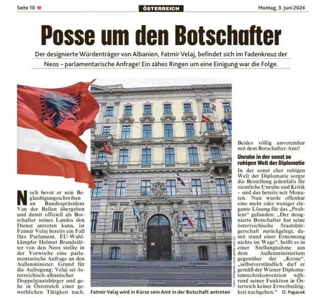 Skandal Diplomatik/ Ambasadori i Shqipërisë në Austri me master