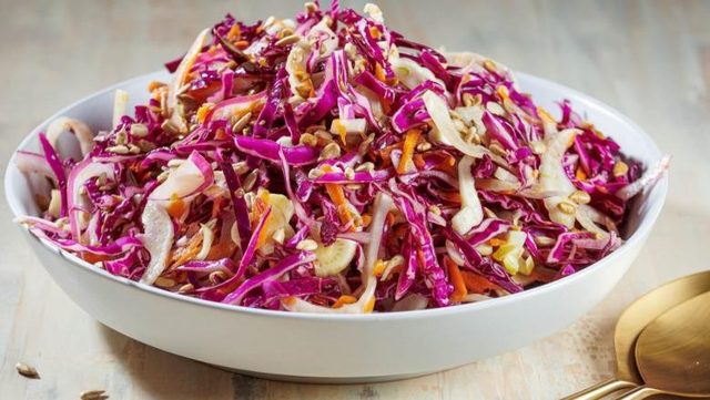 Salad with beets, pomegranate and red cabbage