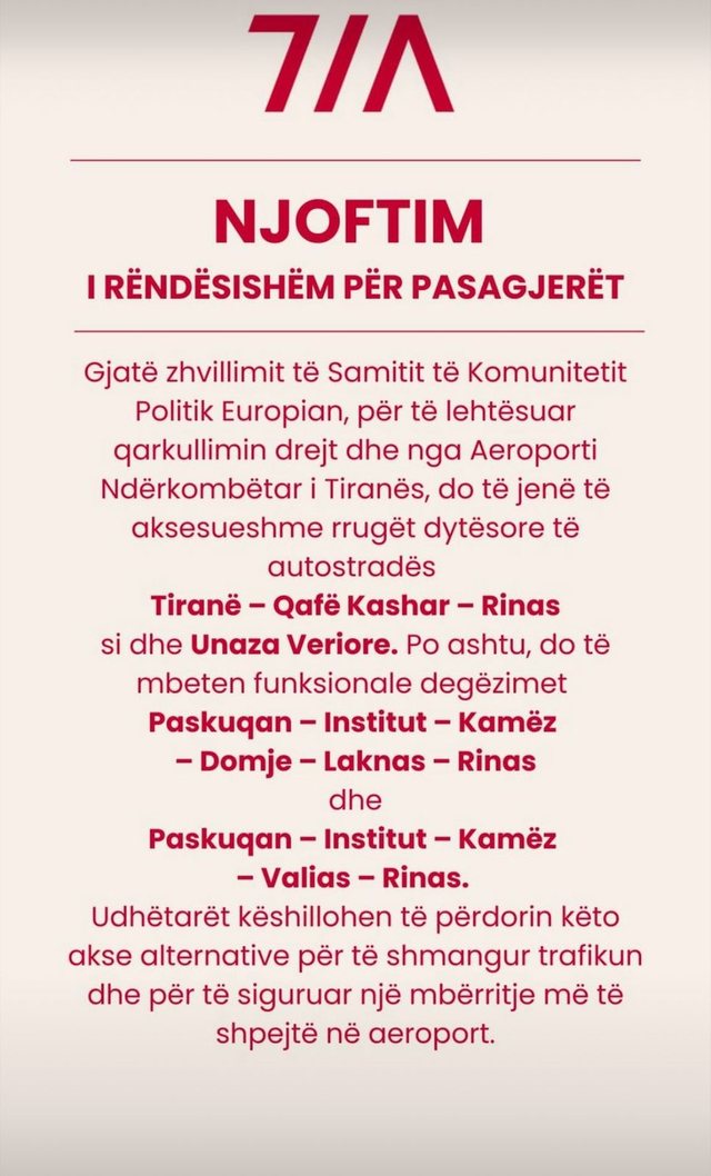 Samiti i BE në Tiranë/ Aeroporti i Rinasit: Akset alternative për