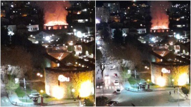 Video/ An uninhabitable house inside the Elbasan castle is destroyed by flames!