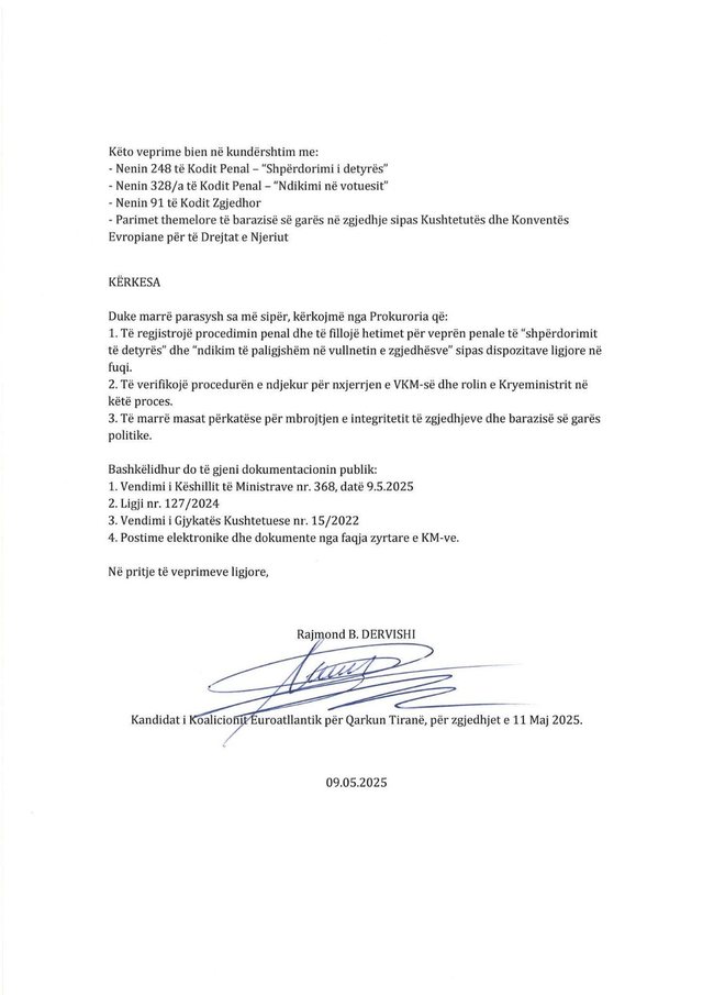 VKM-ja për faljen e gjobave/ Koalicioni Euroatlantik kallëzon në