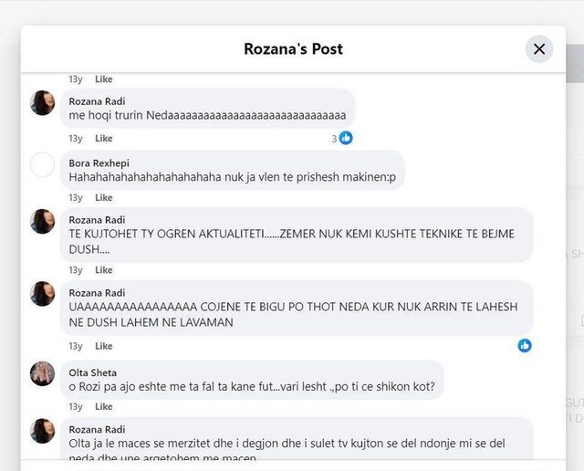 PHOTO/ The offensive messages that Rozana Radi once wrote about Neda are