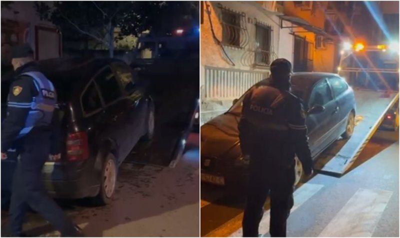 Mjetet e parkuara gabim merren me karrotrec, Policia aksion në Tiranë