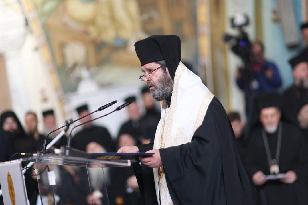 Supervisor of the Archbishopric Throne Joan Pelushi, moderator of the ceremony of Archbishop Anastasios: Your work, immortal